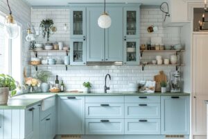 Cuisine en teintes bleues pastel