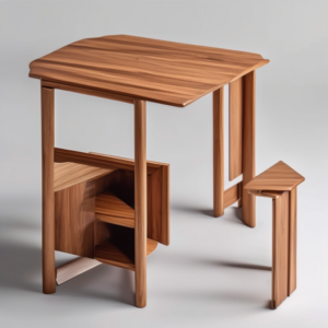 Mobilier pliant en bois sur fond blanc