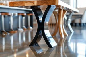 Pied de table en bois sculpté élégant et robuste